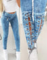 Solid Color Lace-up Skinny Jeans